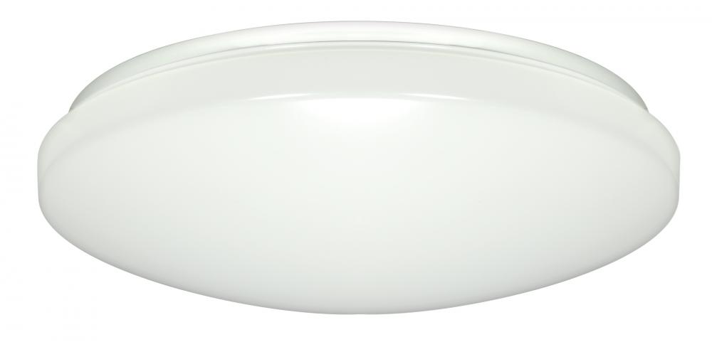 14" Flush Mounted LED Light Fixture - White Finish; 120-277 volts