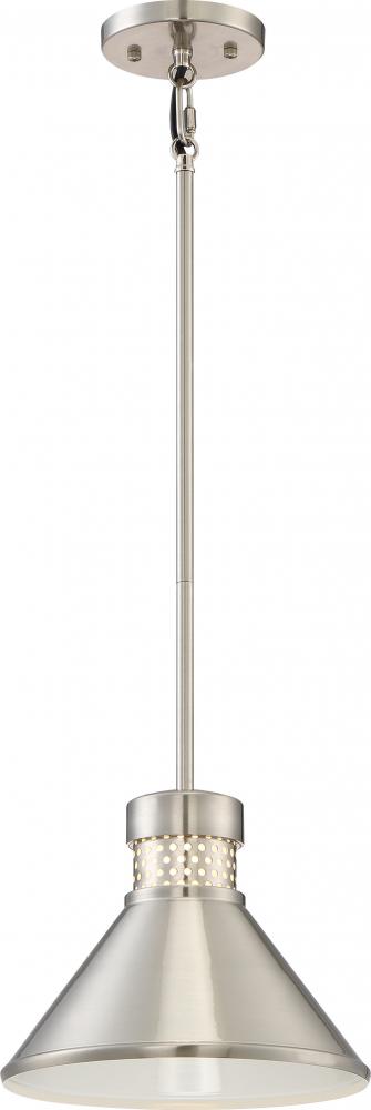 Doral - Small LED Pendant - Brushed Nickel Finish with White Accents