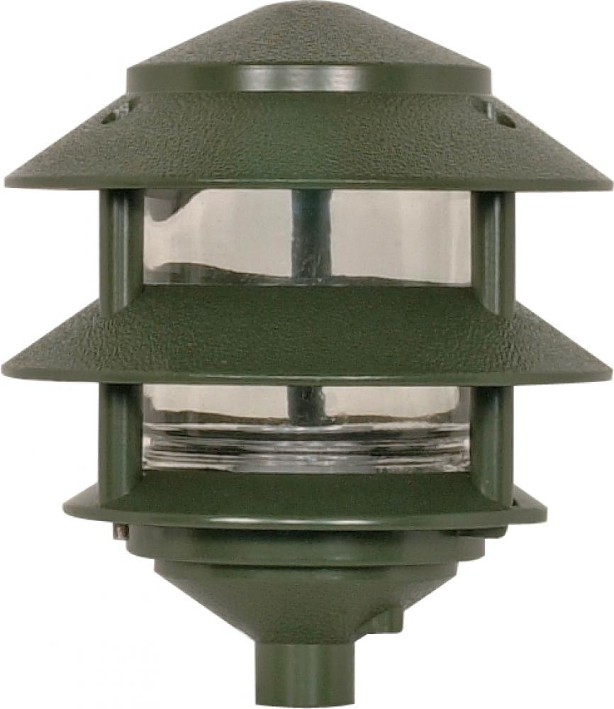1 Light - 8" Pathway Light Two Louver - Small Hood - Green Finish