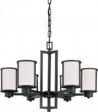 Nuvo 60/2975 - Odeon - 6 Light (convertible upwithdown) Chandelier with Satin White Glass - Aged Bronze Finish
