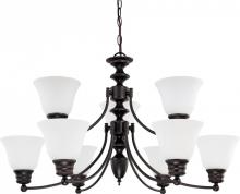 Nuvo 60/3171 - Empire - 9 Light Chandelier with Frosted White Glass - Mahogany Bronze Finish