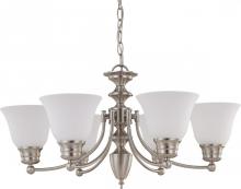 Nuvo 60/3255 - Empire - 6 Light Chandelier with Frosted White Glass - Brushed Nickel Finish