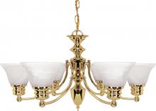 Nuvo 60/357 - Empire - 6 Light Chandelier with Alabaster Glass - Polished Brass Finish