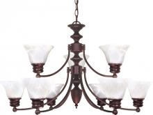 Nuvo 60/362 - Empire - 9 Light 2 Tier Chandelier with Alabaster Glass - Old Bronze Finish