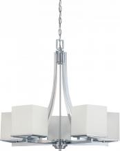 Nuvo 60/4086 - Bento - 5 Light Chandelier with Satin White Glass - Polished Chrome Finish