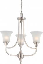 Nuvo 60/4145 - Surrey - 3 Light Chandelier with Frosted Glass - Brushed Nickel Finish