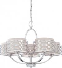 Nuvo 60/4625 - Harlow - 5 Light Chandelier with Slate Gray Fabric Shades - Polished Nickel Finish