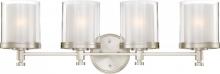 Nuvo 60/4644 - Decker - 4 Light Vanity with Clear & Frosted Glass - Brushed Nickel Finish