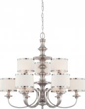 Nuvo 60/4739 - Candice - 9 Light Chandelier with Pleated White Shades - Brushed Nickel Finish