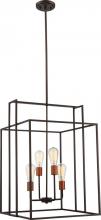 Nuvo 60/5853 - Lake - 4 Light 19'' Square Pendant - Forest Bronze Finish with Copper Accents