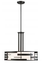 Nuvo 60/6435 - Lansing - 3 Light Pendant with White Fabric Shade & Opal Diffuser - Midnight Bronze Finish