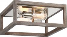 Nuvo 60/6482 - Bliss - 2 Flush Mount - Driftwood Finish with Polished Nickel Accents