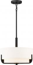 Nuvo 60/6543 - Frankie - 3 Light 14" Pendant with Cream Fabric Shade & Frosted Diffuser - Aged Bronze Finish