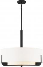 Nuvo 60/6544 - Frankie - 4 Light 24" Pendant with Cream Fabric Shade & Frosted Diffuser - Aged Bronze Finish