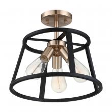Nuvo 60/6643 - Chassis- 3 Light Semi Flush - Copper Brushed Brass and Matte Black Finish