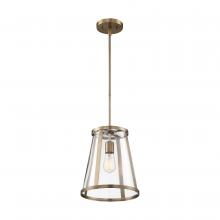 Nuvo 60/6697 - Bruge - 1 Light Pendant - with Clear Glass - Burnished Brass Finish