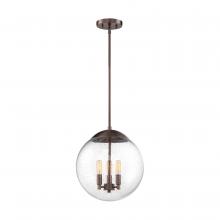 Nuvo 60/6741 - Ariel - 3 Light Pendant - with Clear Seedy Glass -Antique Copper Finish