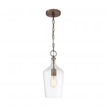 Nuvo 60/6748 - Hartley - 1 Light Pendant - with Clear Glass - Antique Copper Finish
