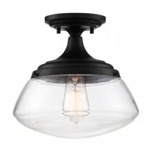 Nuvo 60/6799 - Kew - 1 Light Semi Flush - with Clear Glass - Aged Bronze Finish