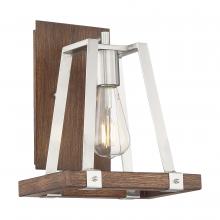 Nuvo 60/6881 - Outrigger - 1 Light Wall Sconce - Brushed Nickel and Nutmeg Wood Finish