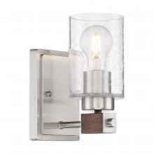 Nuvo 60/6961 - Arabel - 1 Light Vanity - with Clear Seeded Glass -Brushed Nickel and Nutmeg Wood Finish