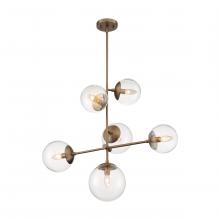 Nuvo 60/7125 - Sky - 6 Light Pendant with Clear Glass - Burnished Brass Finish