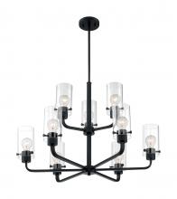 Nuvo 60/7279 - Sommerset - 9 Light Chandelier with Clear Glass - Matte Black Finish