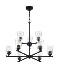 Nuvo 60/7289 - Bransel - 9 Light Chandelier with Seeded Glass - Matte Black Finish