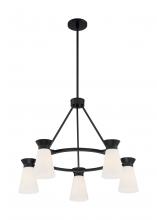 Nuvo 60/7315 - Caleta - 5 Light Chandelier with Cylindrical Glass - Black Finish