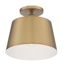 Nuvo 60/7322 - Motif - 1 Light Semi-Flush with White Accent - Brushed Brass and White Accents Finish