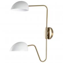 Nuvo 60/7394 - Trilby; 2 Light; Wall Sconce Matte White with Burnished Brass