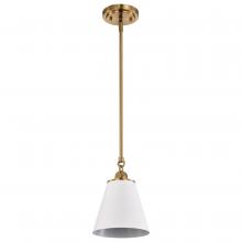 Nuvo 60/7409 - Dover; 1 Light; Small Pendant; White with Vintage Brass