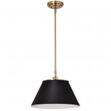 Nuvo 60/7411 - Dover; 1 Light; Medium Pendant; Black with Vintage Brass