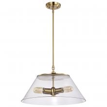 Nuvo 60/7416 - Dover; 3 Light; Large Pendant; Vintage Brass with Clear Glass