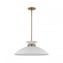 Nuvo 60/7464 - Perkins; 1 Light; Medium Pendant; Matte White with Burnished Brass