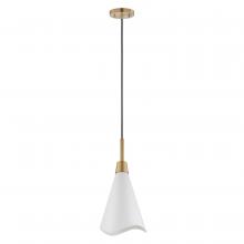 Nuvo 60/7471 - Tango; 1 Light; Small Pendant; Matte White with Burnished Brass
