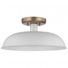 Nuvo 60/7490 - Colony; 1 Light; Small Semi-Flush Mount Fixture; Matte White with Burnished Brass