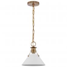 Nuvo 60/7526 - Outpost; 1 Light; Large Pendant; Matte White with Burnished Brass
