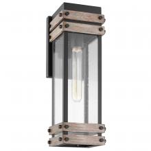 Nuvo 60/7541 - Homestead; 1 Light; Medium Wall Lantern; Matte Black & Wood Finish with Clear Seeded Glass