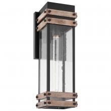 Nuvo 60/7542 - Homestead; 1 Light; Large Wall Lantern; Matte Black & Wood Finish with Clear Seeded Glass