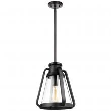 Nuvo 60/7552 - Everett; 1 Light 10 Inch Pendant; Matte Black with Clear Glass