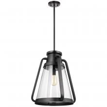 Nuvo 60/7554 - Everett; 1 Light 18 Inch Pendant; Matte Black with Clear Glass