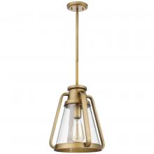 Nuvo 60/7562 - Everett; 1 Light 10 Inch Pendant; Natural Brass with Clear Glass