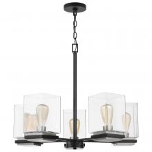 Nuvo 60/7656 - Crossroads; 5 Light Chandelier; Matte Black with Clear Glass