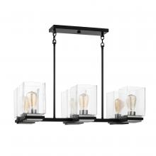 Nuvo 60/7657 - Crossroads; 6 Light Island Pendant; Matte Black with Clear Glass