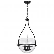 Nuvo 60/7820 - Amado 3 Light Pendant; 14 Inches; Matte Black Finish; Clear Glass