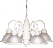 Nuvo SF76/693 - 5 Light - Chandelier with Frosted Ribbed Glass - Textured White Finish