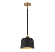 Savoy House Meridian M70118MBKNB - 1-Light Pendant in Matte Black with Natural Brass