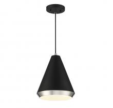 Savoy House Meridian M70122MBKPN - 1-Light Pendant in Matte Black with Polished Nickel