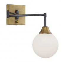 Savoy House Meridian M90006-79 - 1-Light Adjustable Wall Sconce in Oiled Rubbed Bronze with Natural Brass